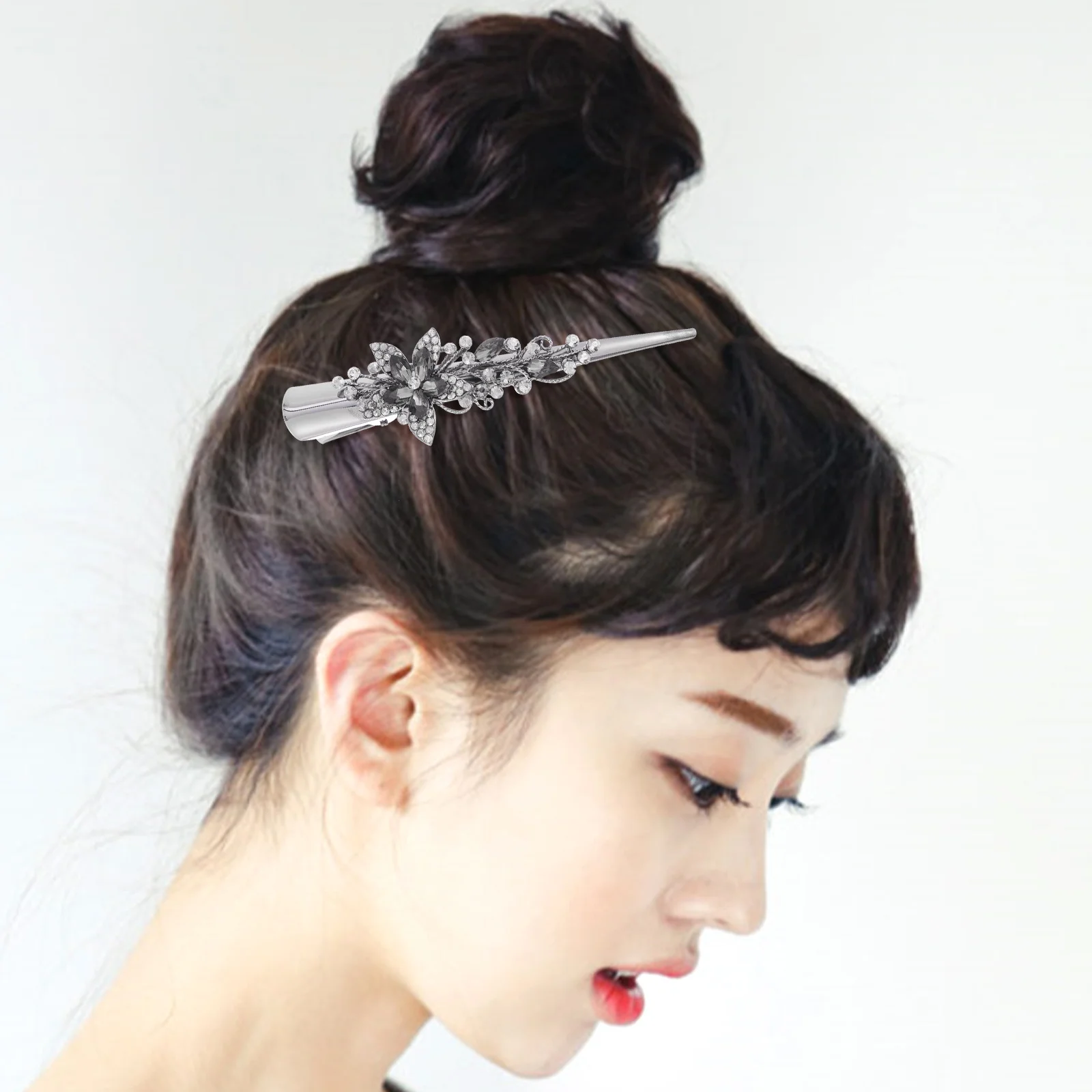 

Vintage Horn Clip For Women Rhinestone Metal Duckbilled Hairpin Decorative Hair Accessories Fashion Hair Styling Tool