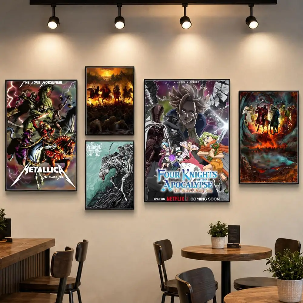 Biblical Art Four Horsemen of the Apocalypse Poster PP Paper Wall Art for Living Rooms Bars Cafes Stylish Home Decor Gift