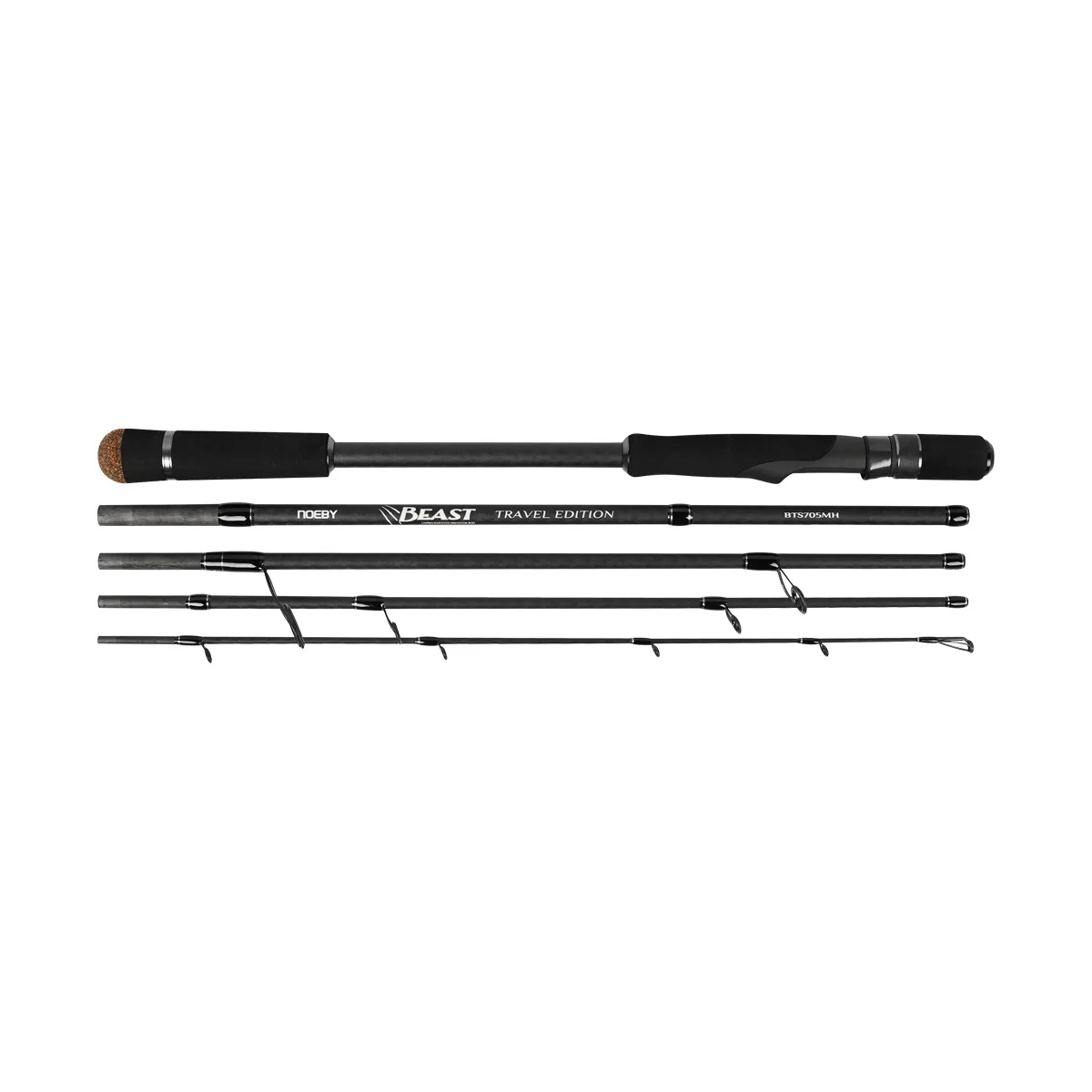 Wędka Noeby 5-częściowa 1.83m 2.13m Beast Travel Edition, ciężar oporowy 9kg, elementy Fuji, do połowu w wodach słonych i słodkich, na okonia i bass. — 2
