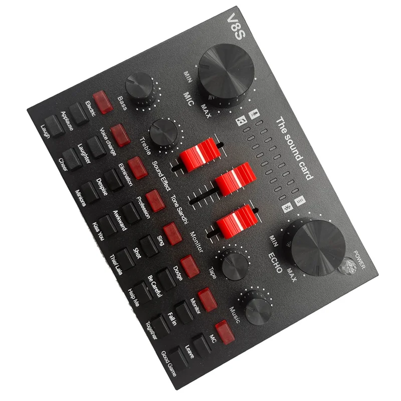 V8s microfone usb recarregável dsp misturador externo karaokê 3.5mm interface placa de som portátil transmissão ao vivo estéreo quente