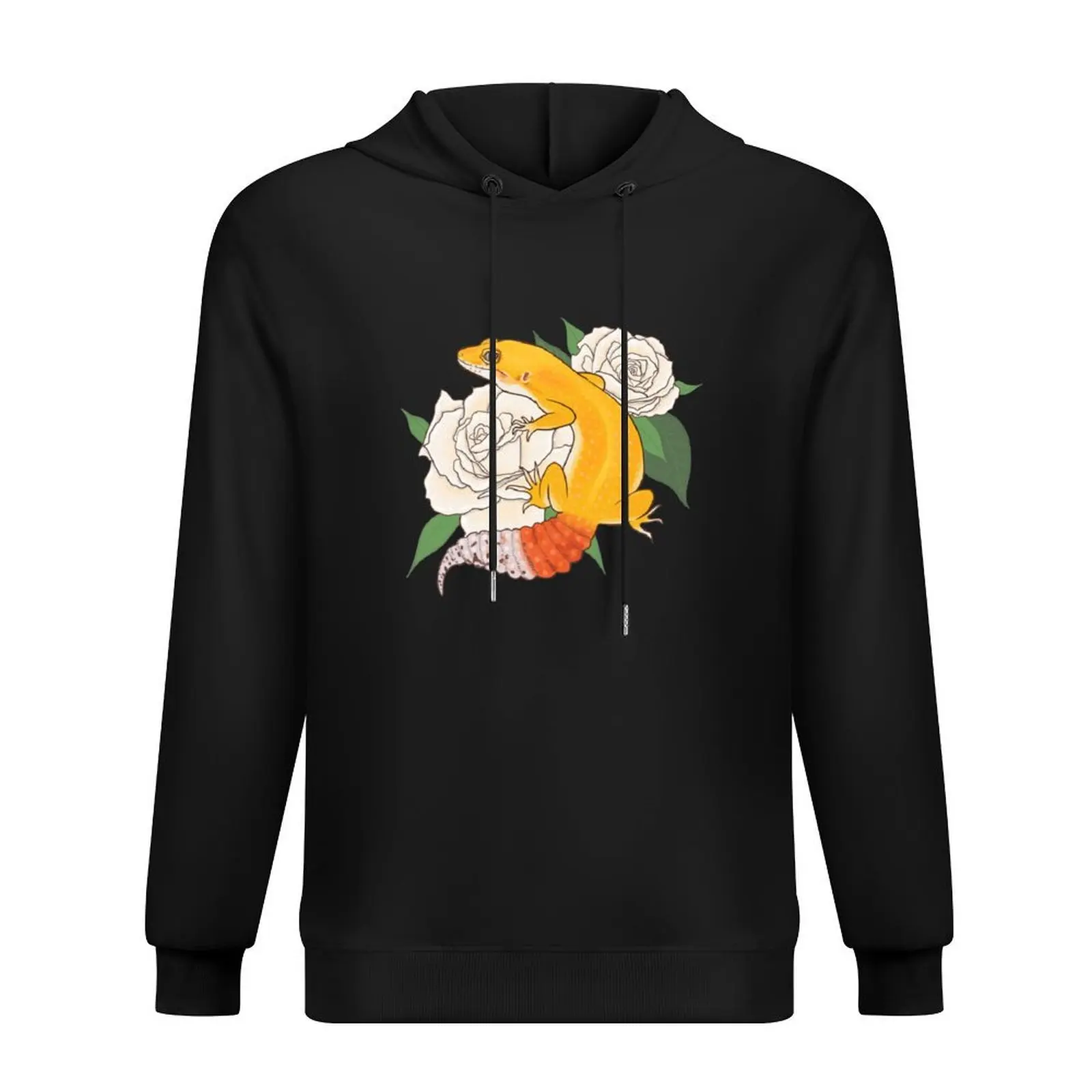 

Leopard Gecko and White Roses Hoodie korean style clothes male clothes fashion men clothes for men new in hoodies & sweat-shirt