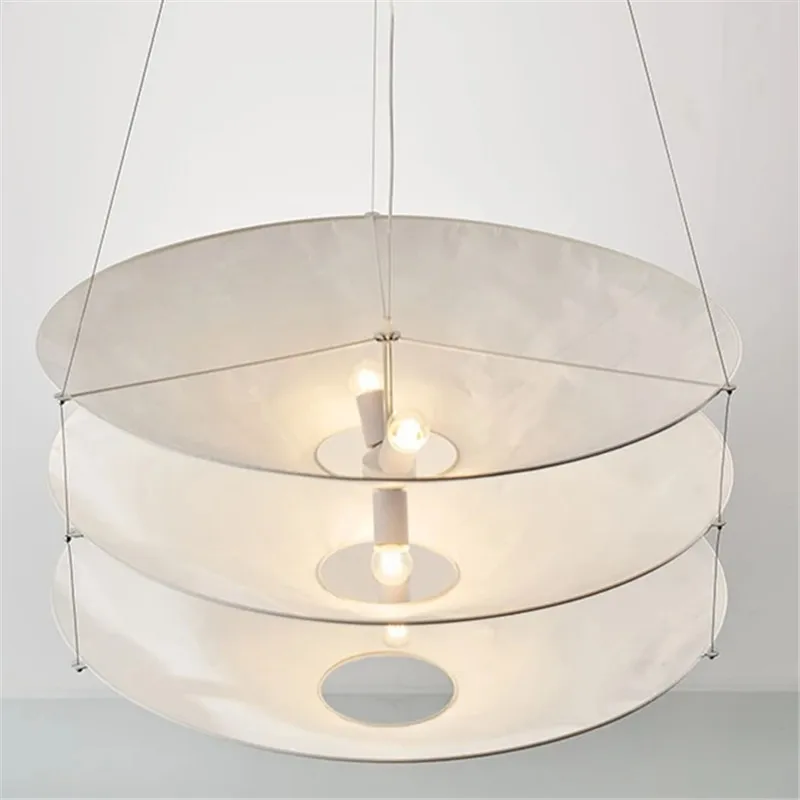 Wabi Sabi Tyvek paper pendant lamp Ceiling Suspended white hat lamp adjustable lift Art Lamp Loft Dining Room hall Hanging Light