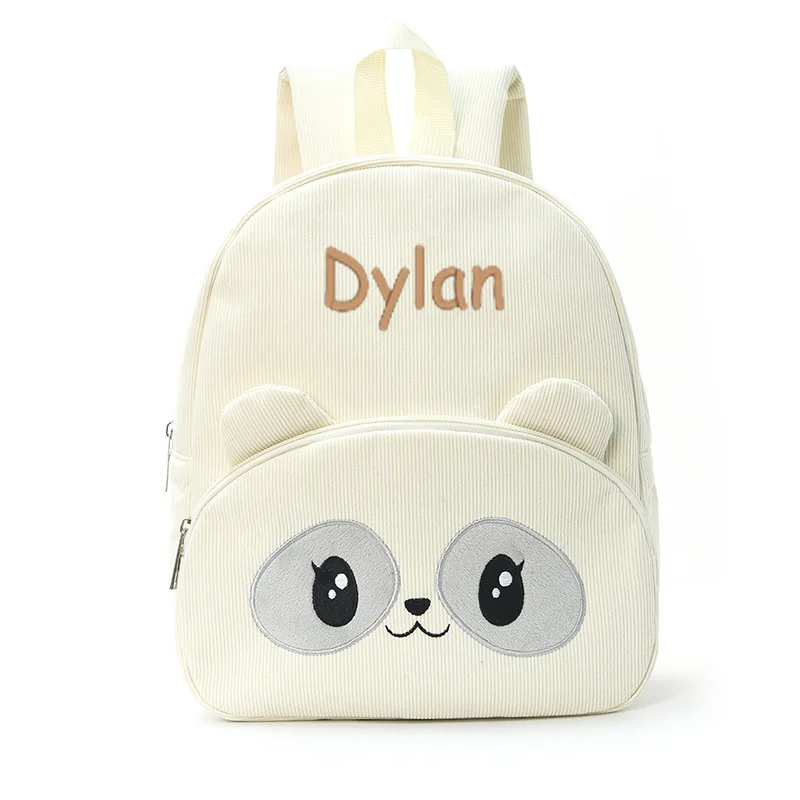 Personalized Name Corduroy Backpack, Student Cartoon Backpack, Customized Large Capacity Cute Teddy Bear Backpack, Plush Bag