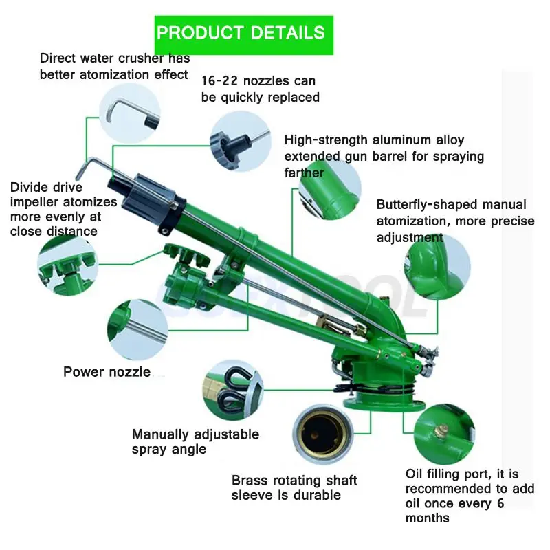 Turbina rolnicza Pręt wirowy Metalowy zraszacz rolniczy Opryskiwacz rolniczy Przemysłowe usuwanie kurzu Sprzęt do nawadniania ogrodu