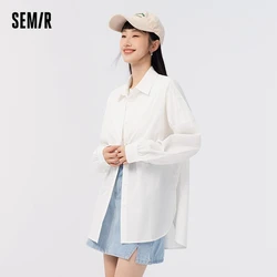 Semir Long Sleeve Shirts Women Mid Length Loose Print Blouse 2023 Summer New Cool Sunscreen Clothing Versatile Fashion