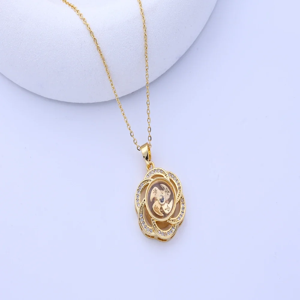 Elegante collana girevole con diamanti intarsiati di ispirazione vintage - Ciondolo gioielli unisex per una decorazione elegante