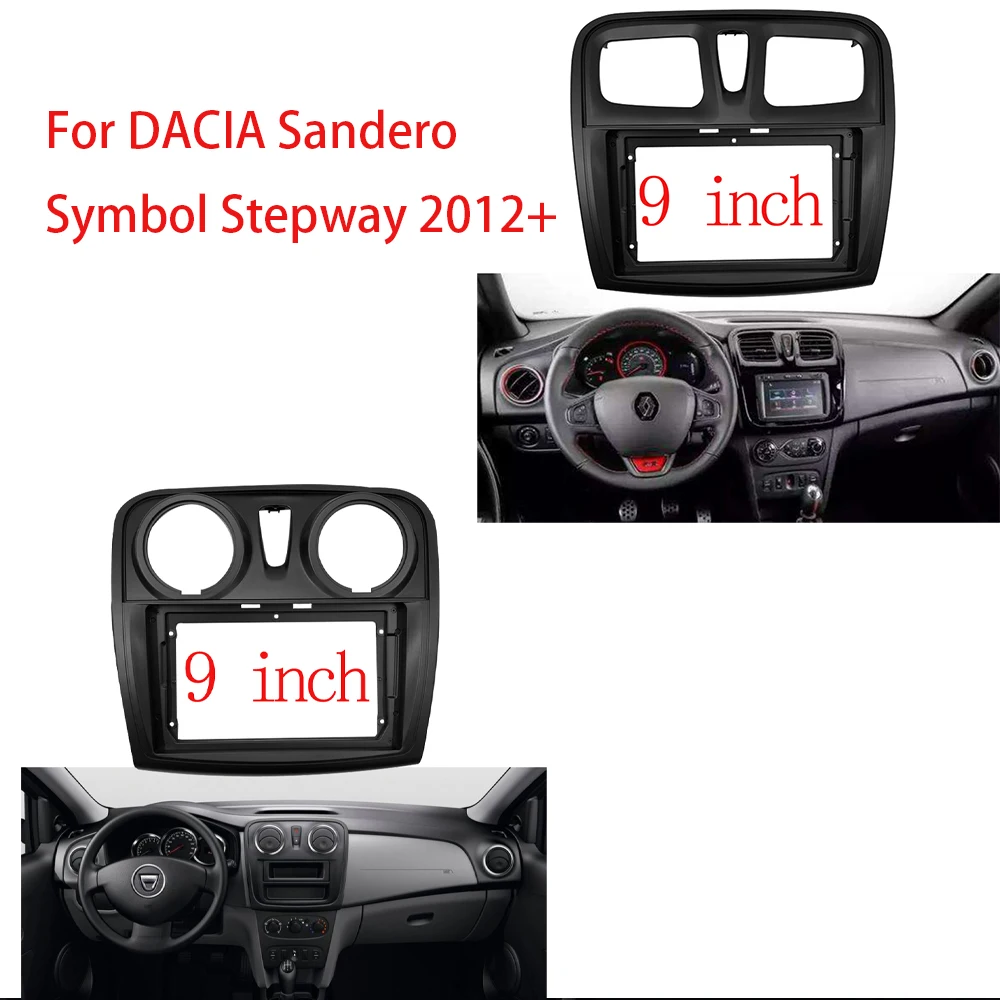 9 Inch 2 Din Car Radio DVD Audio Dashboard Panel Frame Dash Trim Kits Fascia For DACIA Sandero Symbol Stepway 2012+