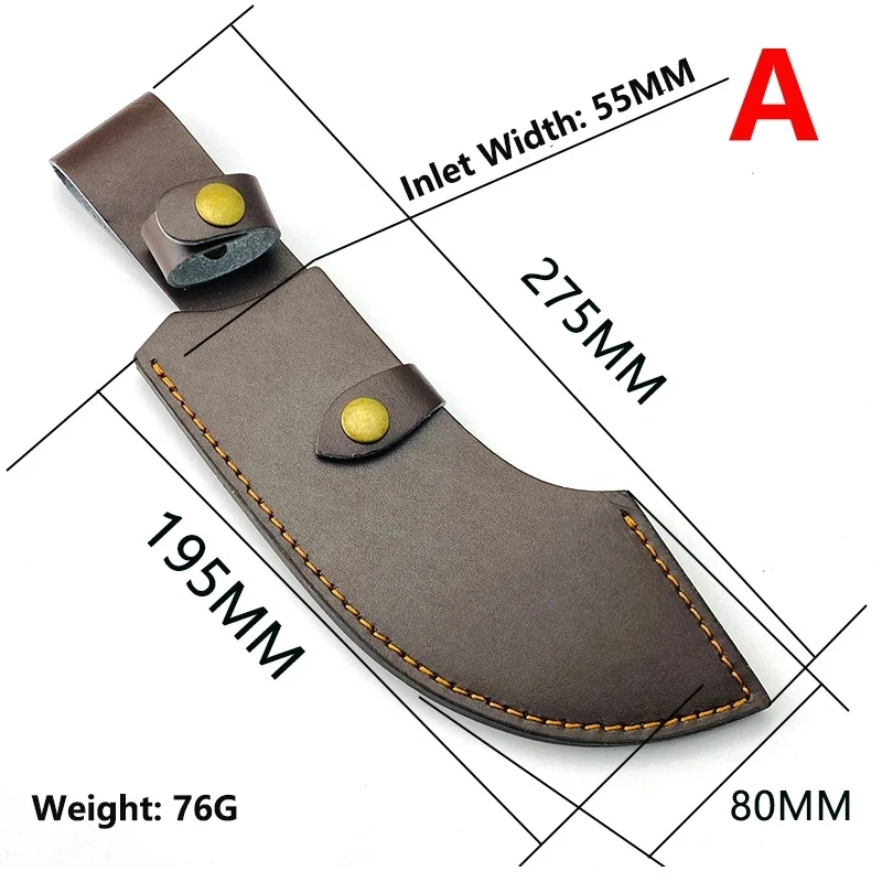 1pc Split Cow Leather Material Chopper Hacking Knife Sheath Straight Knives Scabbard Cover Fixed Blade Protect Storage Bag