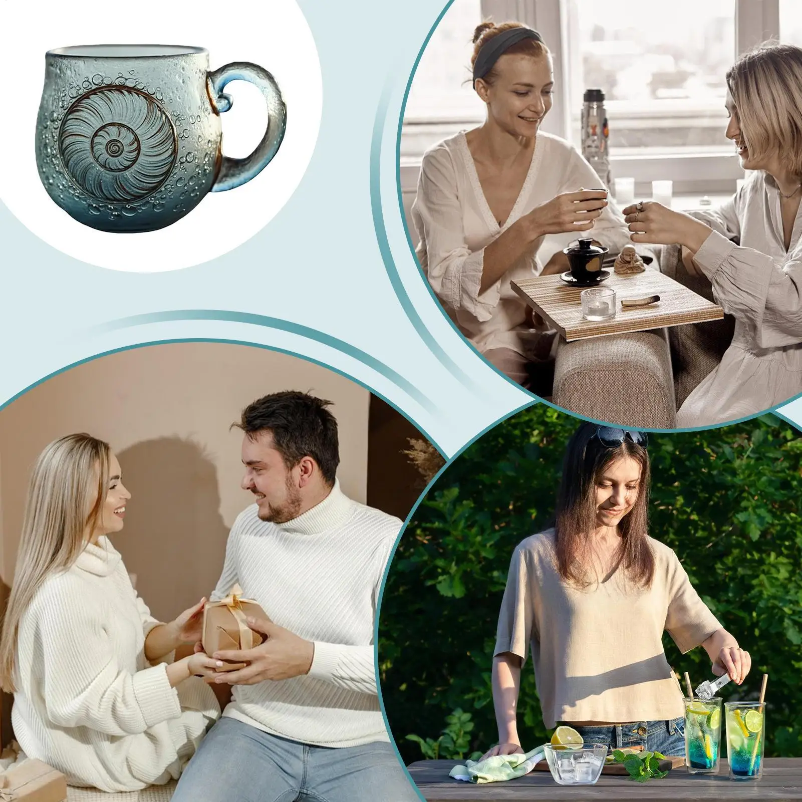 

Стеклянная волнистая кружка, контейнер для напитков ручной работы, кружка для питья с ручкой для горячего кофе, сока, молочных напитков, гостиной, офиса