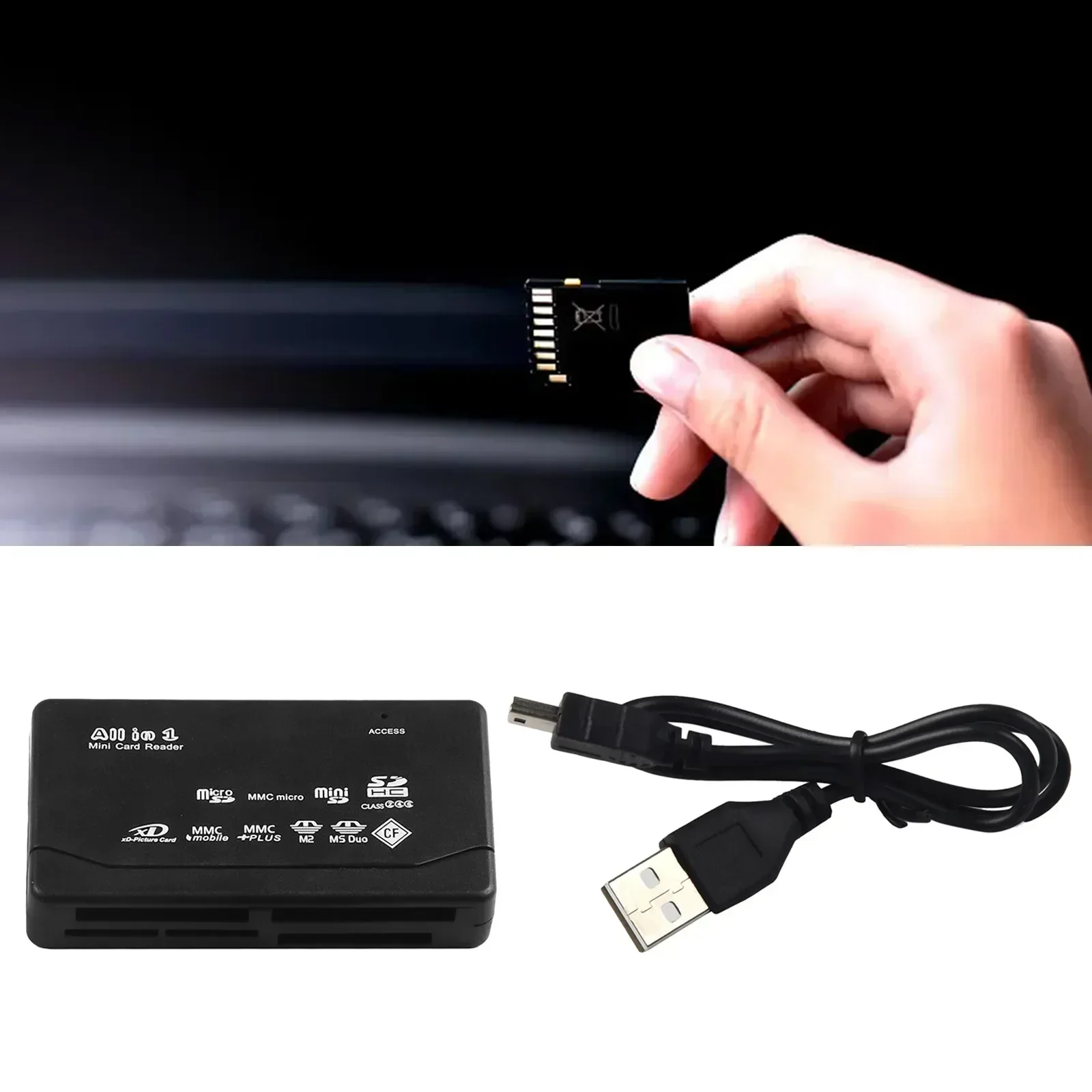 USB 2.0 Card Adapter Card Reader TF CF XD MS MMC Memory Card Reader OTG Adapter With USB Cable For Laptop PC MP3 Digital Camera