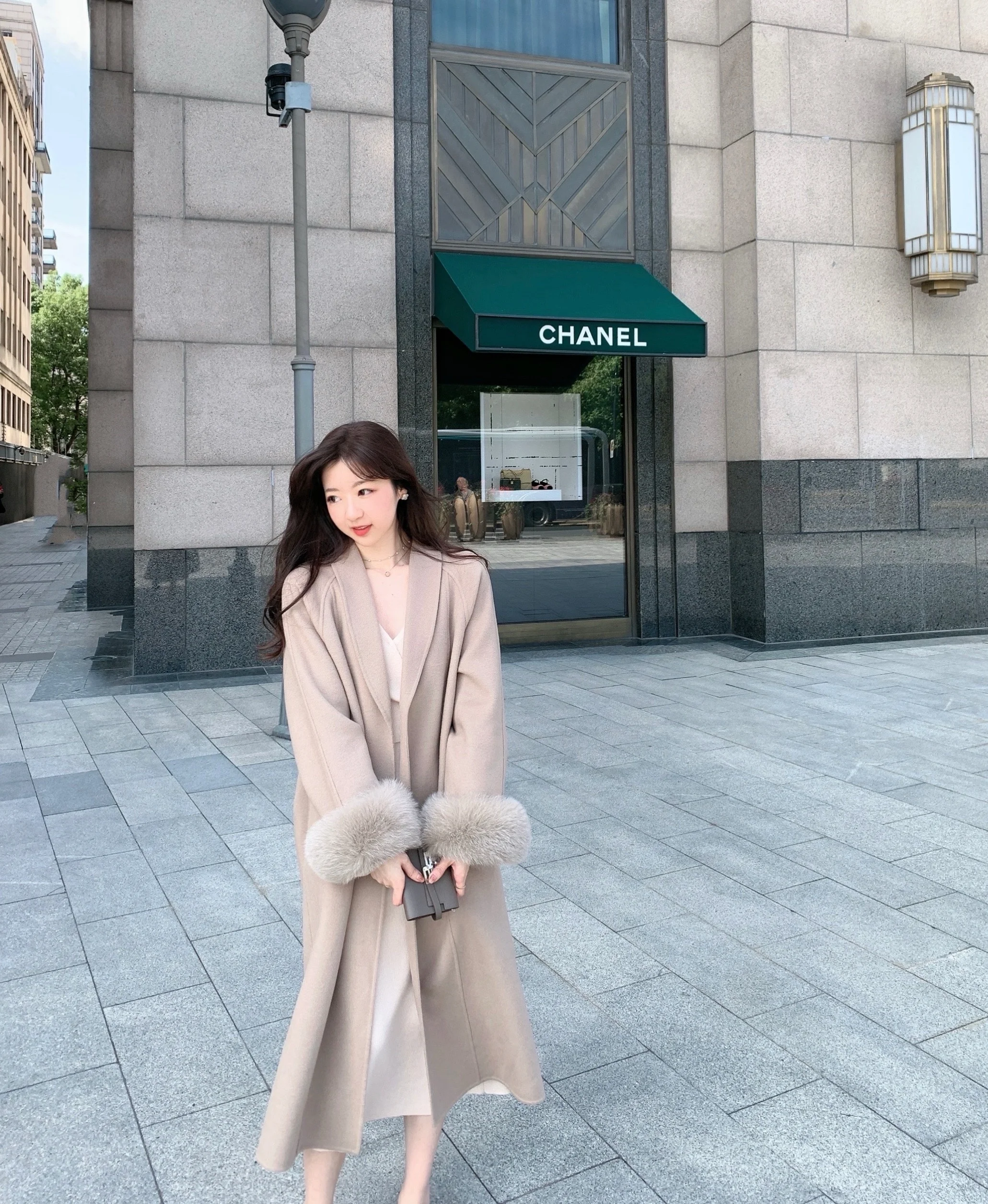 

Zhaobao Ni Godd Long Double-Faced Woolen Coat Fur Trim Women's Winter New Sle Ele Lady Commute Sle Outerwear