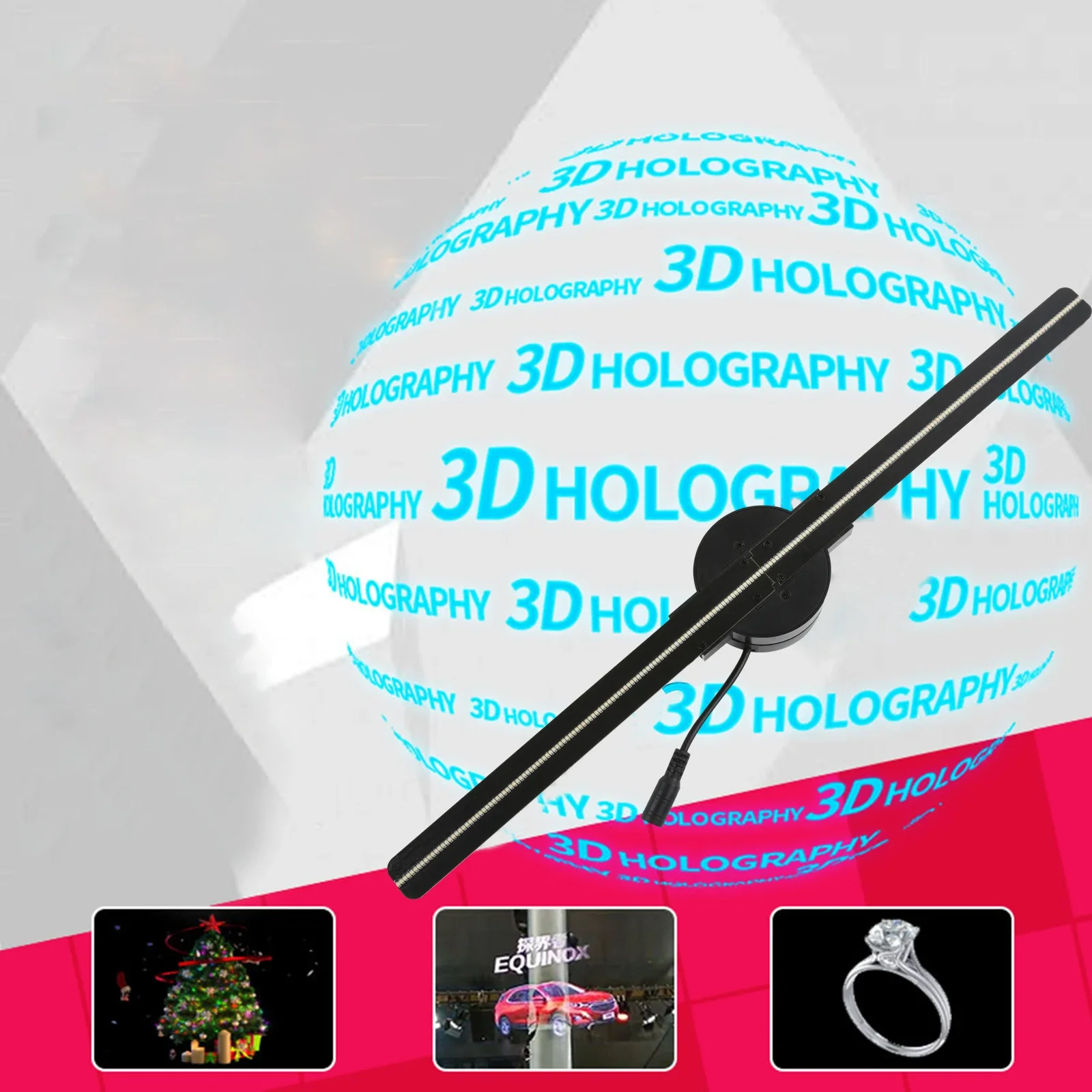 3D Hologram Projector 42cm Fan LED Sign Holographic Player support Image Video Shop Bar Party Advertising Display