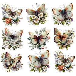 Fashion cartoon butterfly flower watercolor DTF Heat Transfer Clothes t-shirt hot painting pattern clip art flower Vinyl Patches