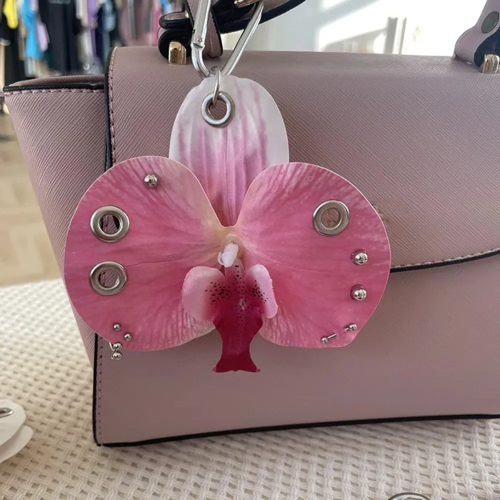Exquisite Simulation Flower Orchid Lily Keychain Colorful Gifts Flower Bag Pendant Backpack Decoration Simulation Flower Keyring