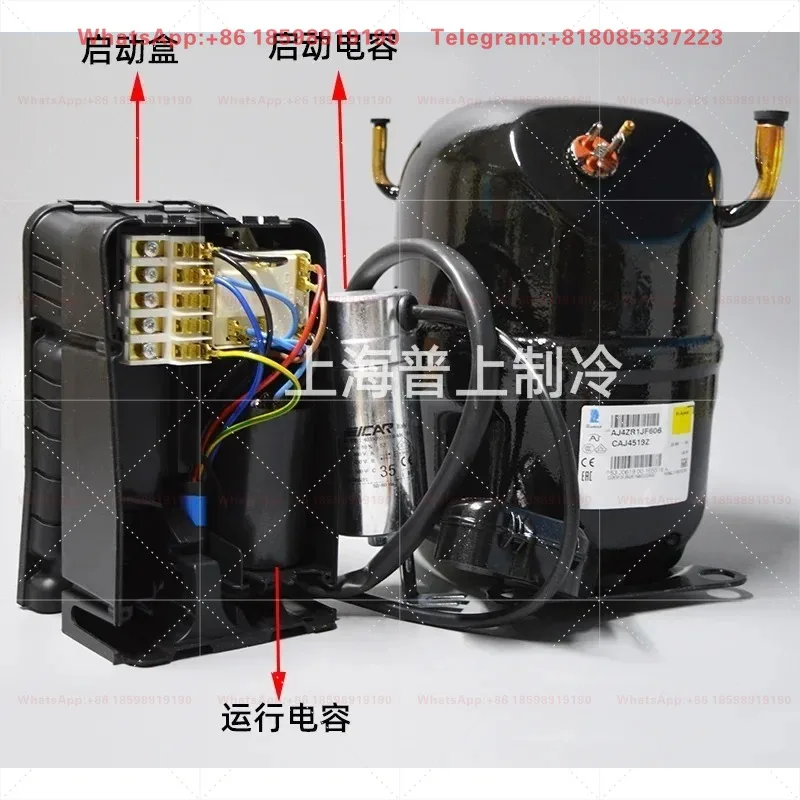220V Tecumseh Refrigeration Compressor TAJ4519T CAJ4519Z, Welding Type Hermetic Reciprocating Compressor for Cold Storage