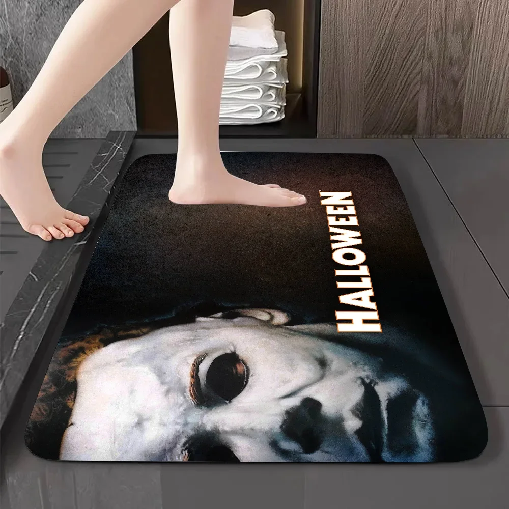 Halloween Michael Myers Floor Mat Graphic Printed Flannel Doormats for Bathroom Kitchen Entrance Carpet Home Decor