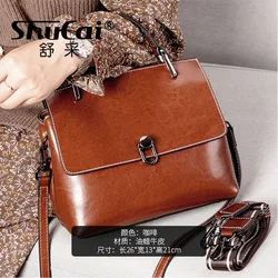 Cowhide Shell Bag Fashion Shoulder Handbag Female Genuine Leather Women's Bag Crossbody Bag
