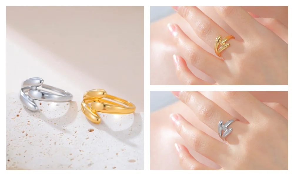 Skyrim Edelstahl Goldfarben Geometrischer Offener Ring Mode Minimalistischer Fingerring Hochzeit Party Schmuck Geschenk Großhandel – Detail 10