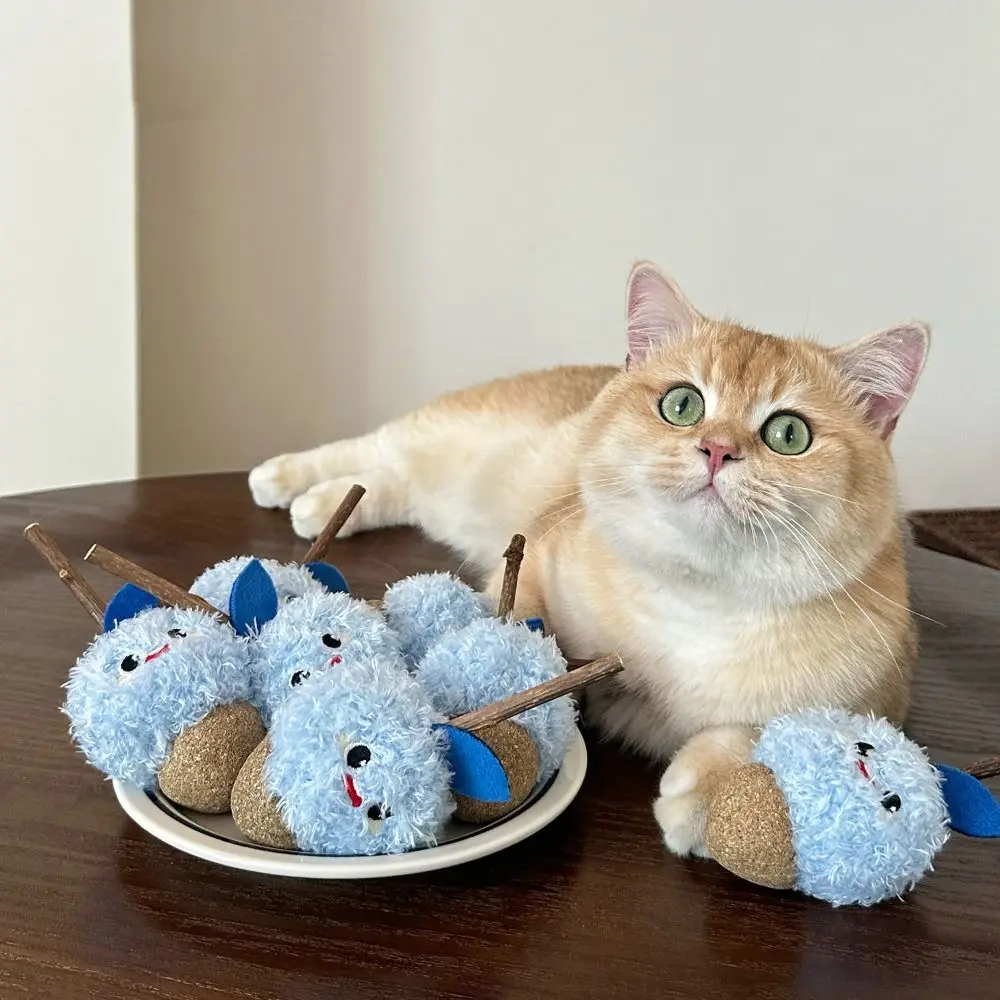 

Funny Plush Kitten Chew Toy Cute Cartoon Cat Mint Sticks Wooden Bite Resistant Cats Grinding Teeth Sticks Cleaning Teeth