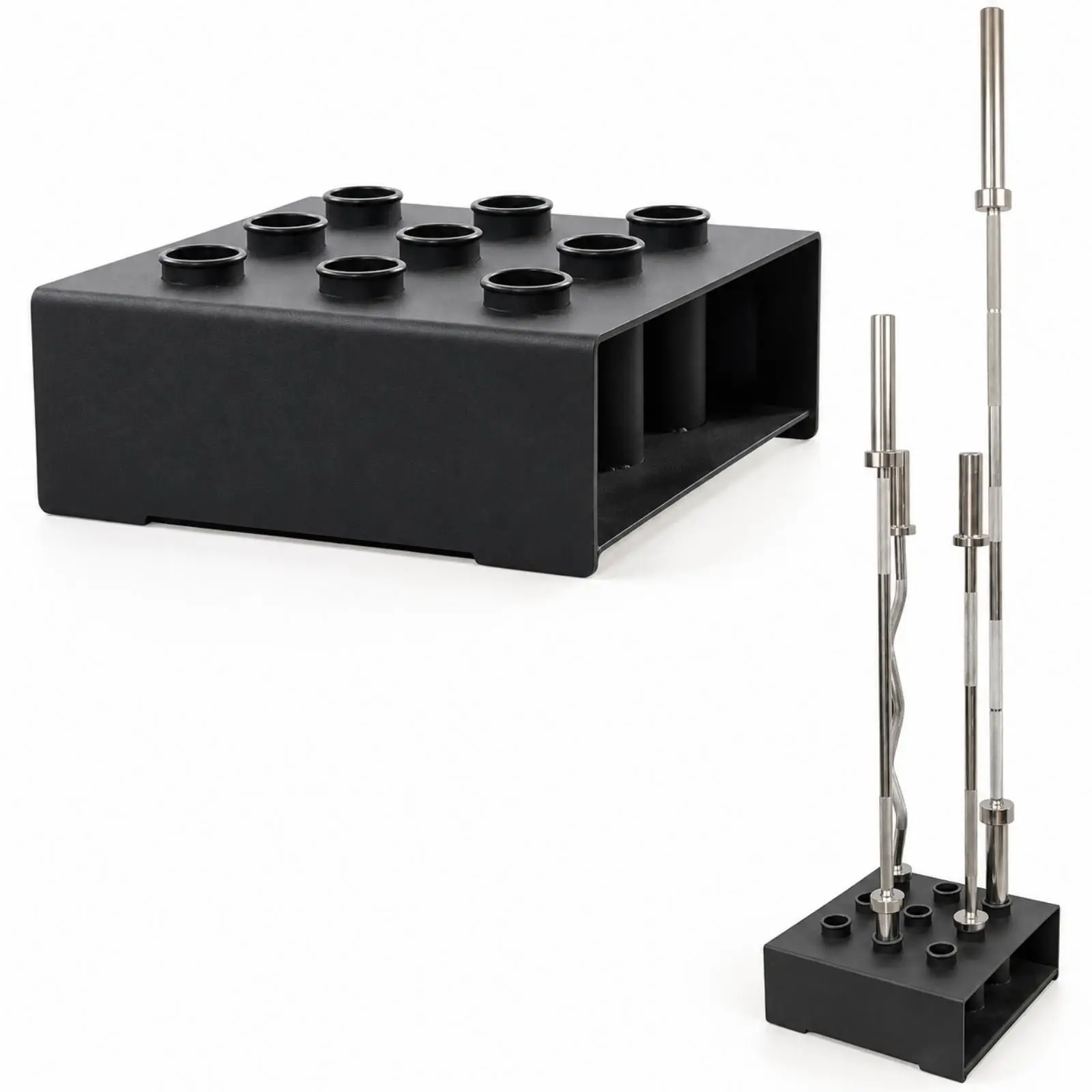 Barbell Rack with Cylindrical Openings Stable Vertical Barbell Rack No Wall Mounting Required Floor-Standing Bar Storage Stand