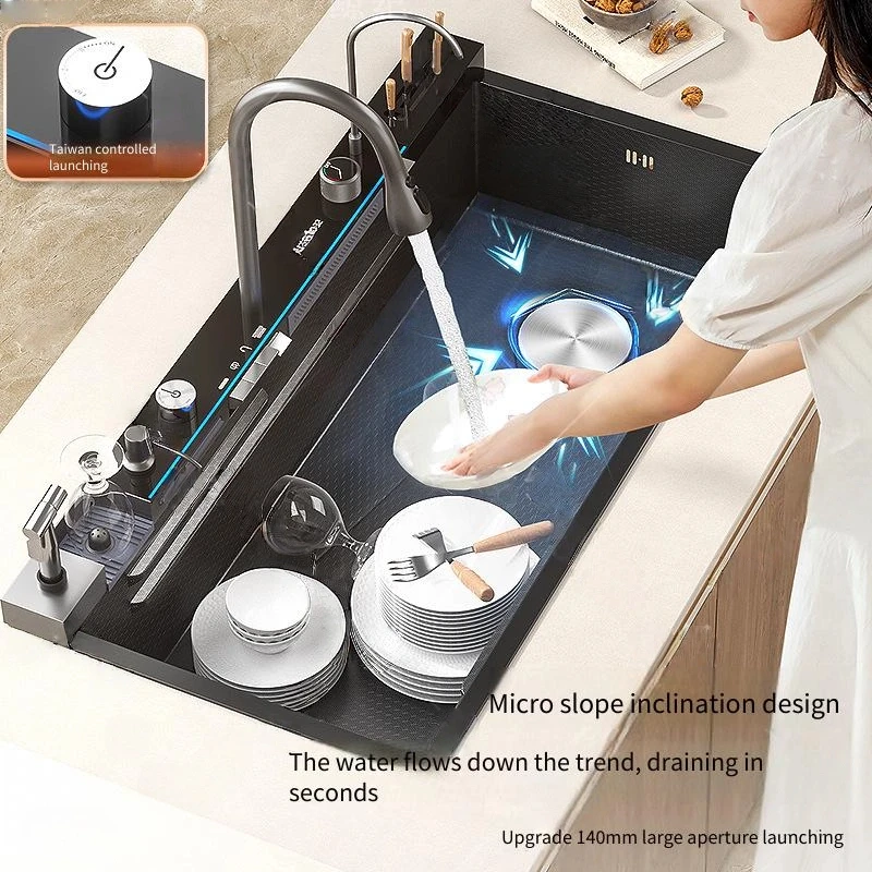 

Cross Border Export Whale Flying Rain Waterfall Sink 304 Stainless Steel Multifunctional Single Sink Sink Kiten Sink