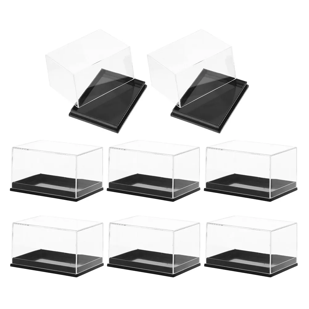 8Pcs Transparent Rectangular Specimen Display Box Clear Shell Mineral Storage Display Case Collector Presentation