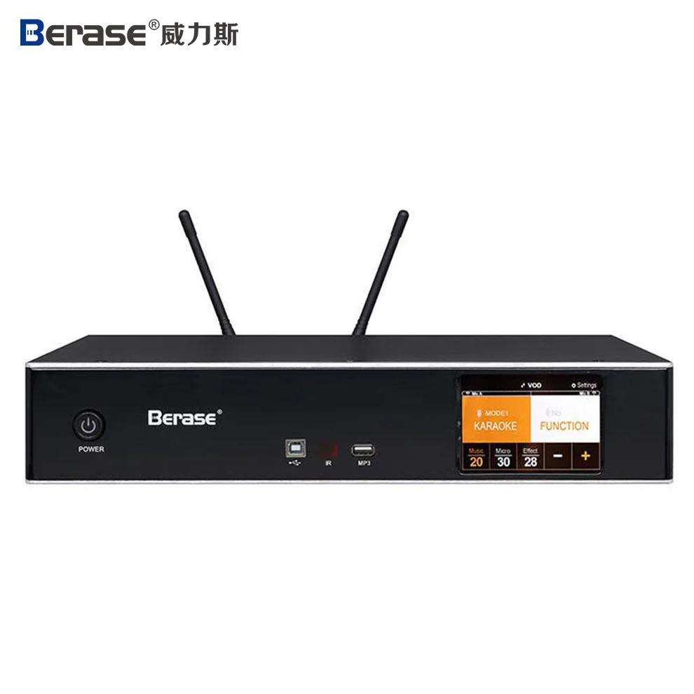 400W×2 Dual Channel 3-in-1 Power Amplifier With Processor Wireless Microphone Home Church Party Audio Amp