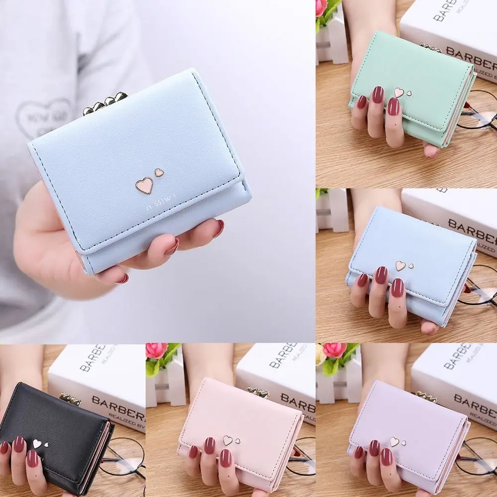 

Модный новый мини-кошелек из искусственной кожи тройного сложения Кошелек для монет Многофункциональный удобный однотонный кошелек для женщин студентов