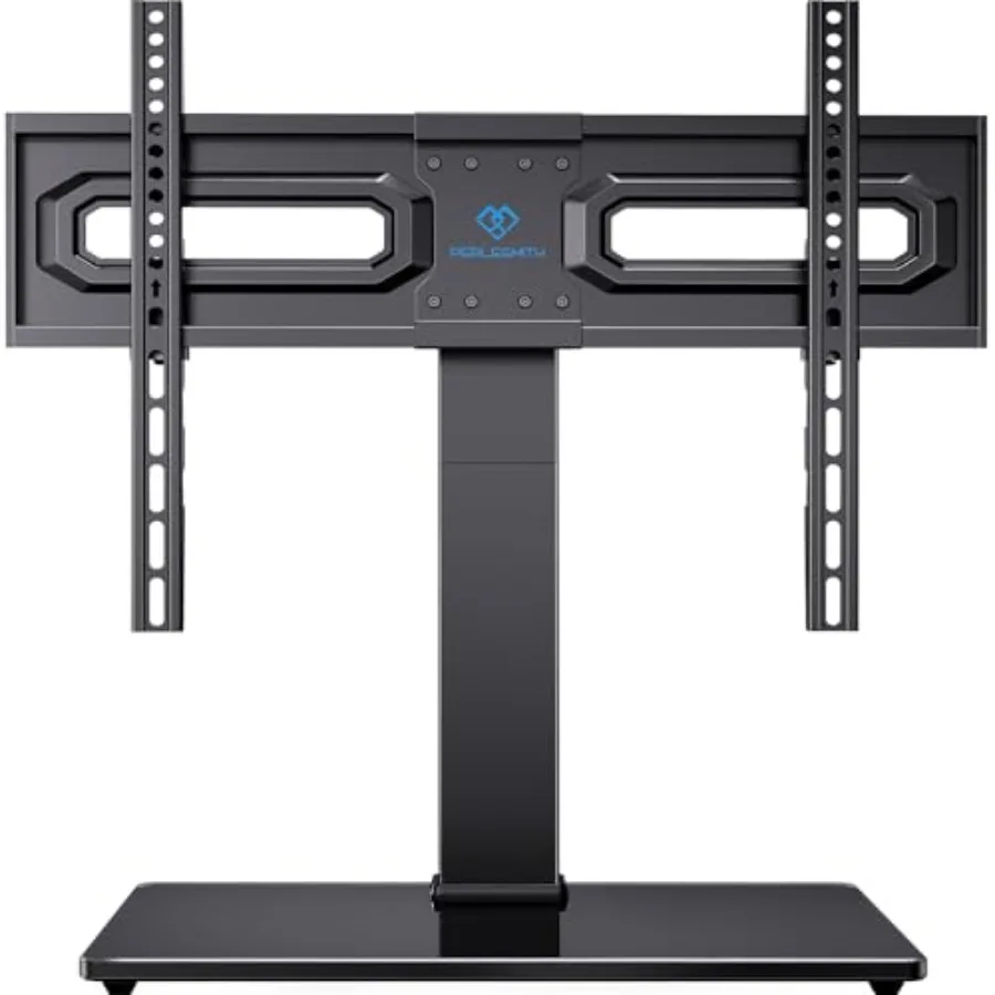 

Table Top TV Stand for 37-80 Inch LCD/OLED Flat/Curved TVs Steel Black Height Adjustable Swivel Mount with Wire Management VESA