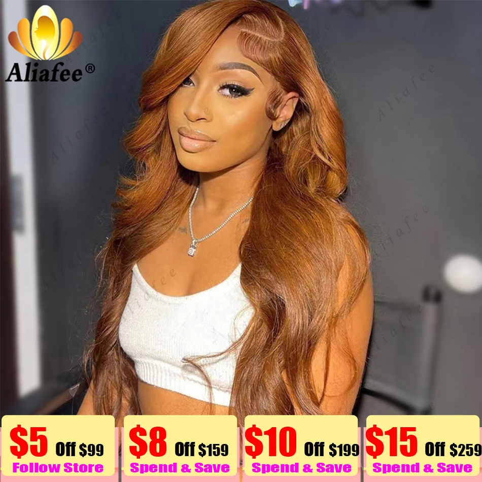 

HD 13x4 Lace Front Wig 10A Body Wave Ginger Chocolate Borwn Colored Lace Front Wigs PrePlucked 13x6 Lace Frontal Human Hair Wigs