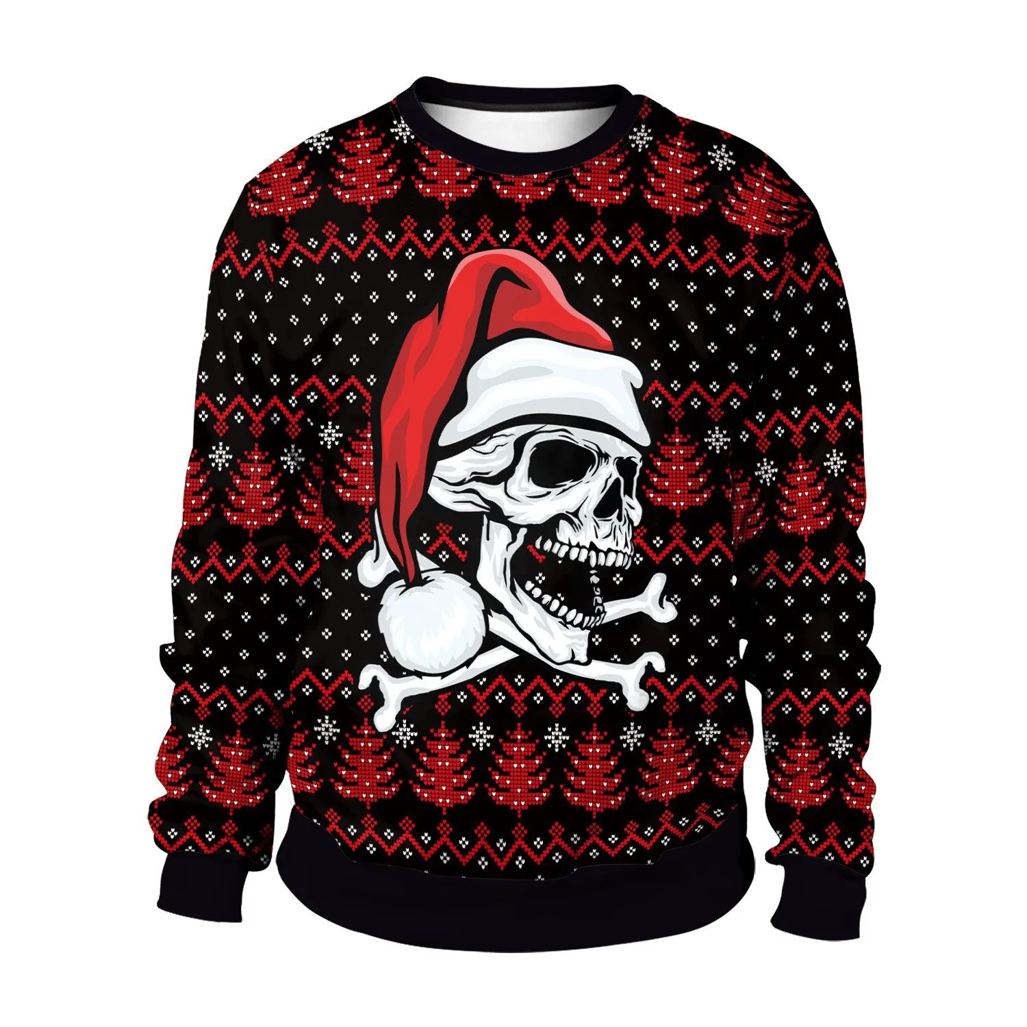 Christmas Men Women Sweatshirts Golf Pullover Santa Skull Xmas Graphic Sweatshirt Long Sleeves Hoodies Unisex Holiday Party Tops