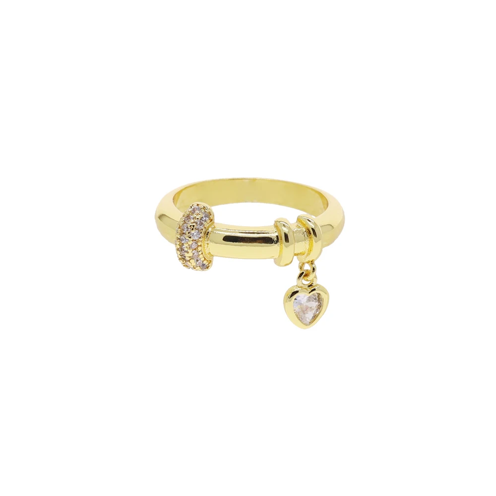 2026 NEW Arrivals Gold Color Heart Shape Cubic Zirconia Rings for Women Fashion Bing CZ Wedding Party Finger Jewelry Wholesale