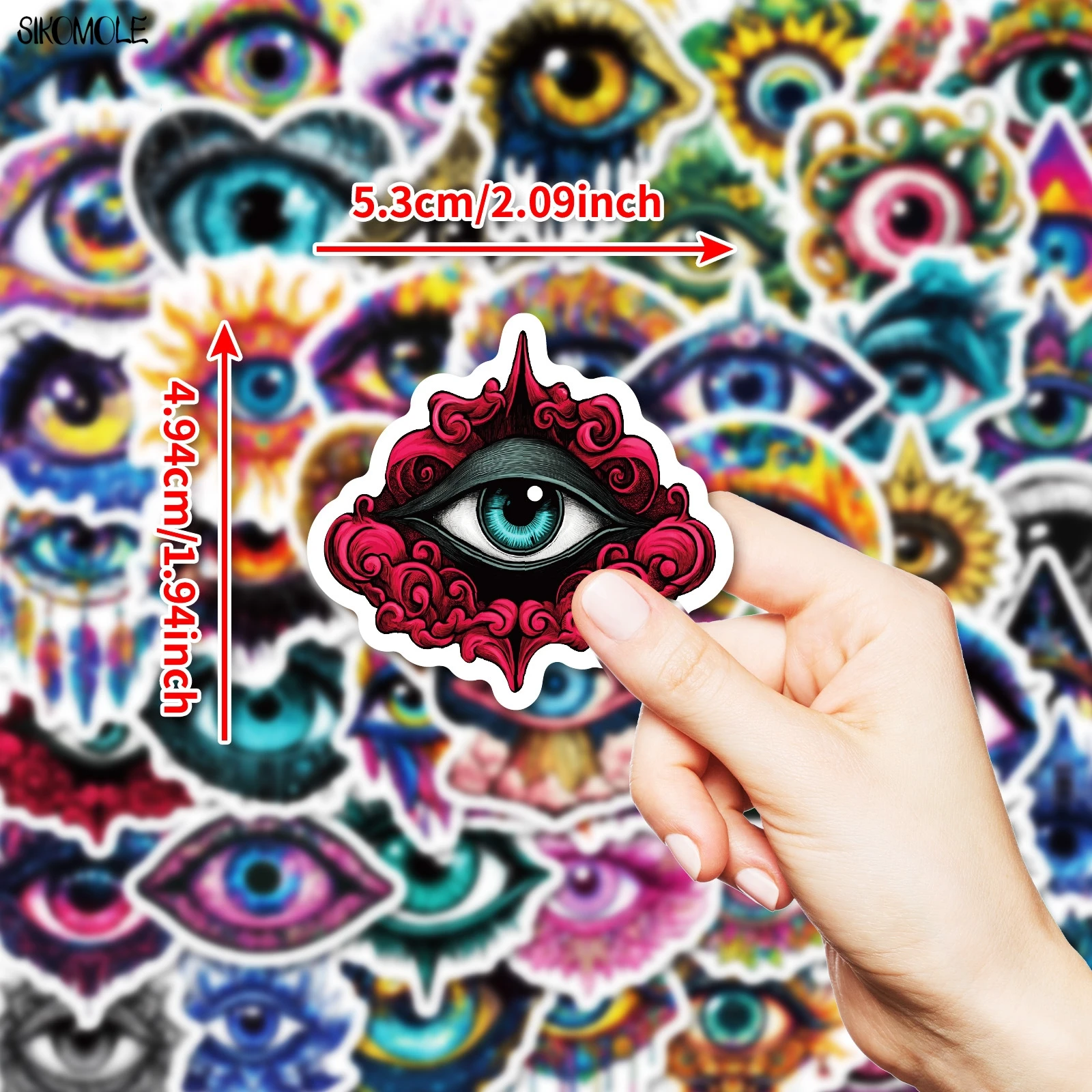 10/30/50PCS Creative Devil's Eye Graffiti Stickers Cute Cartoon Evil Aesthetic DIY Kid Travel Luggage Fridge Decal Sticker Pack