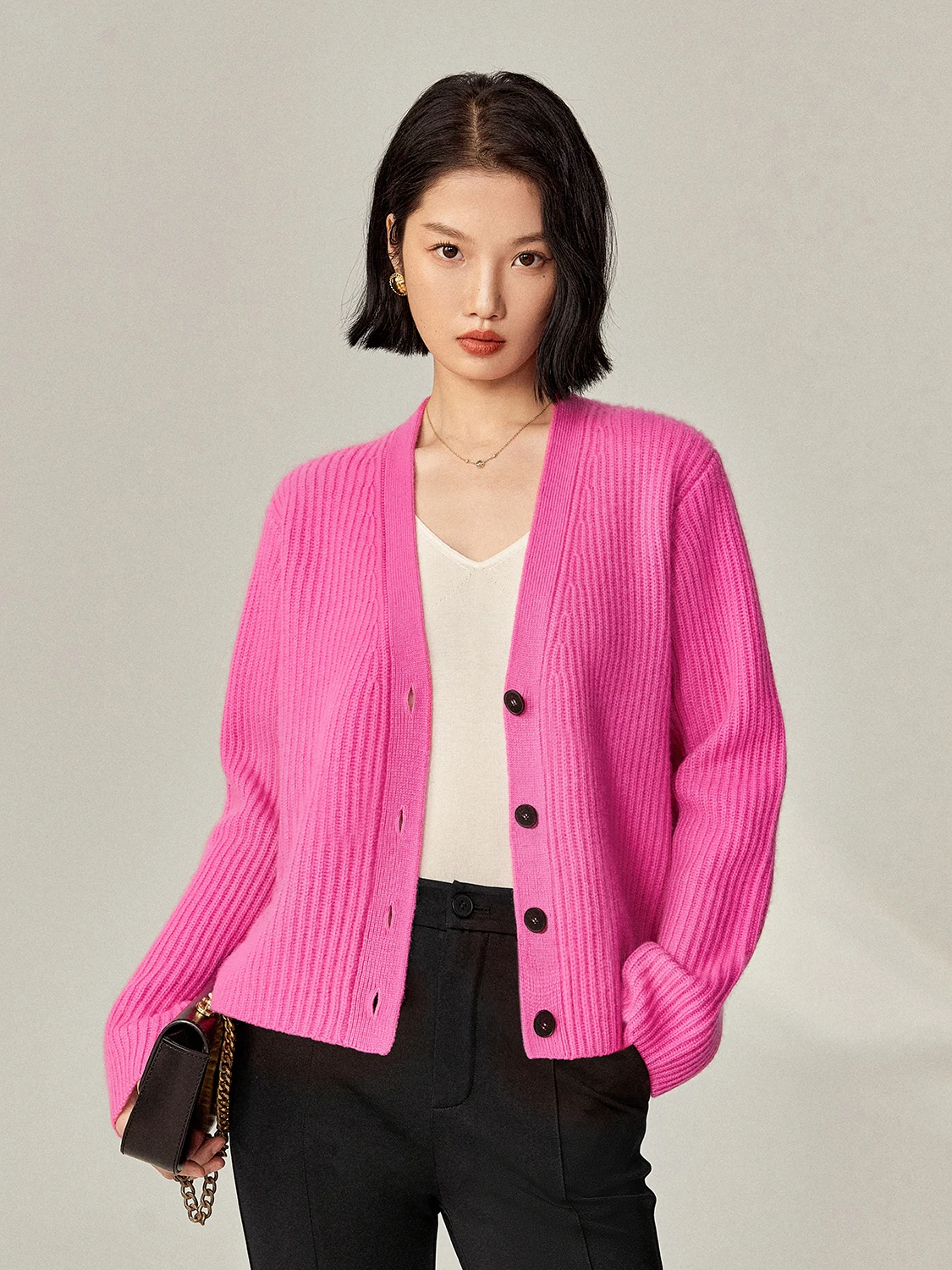 

Модный утепленный вязаный кардиган с V-образным вырезом в стиле блогеров CA INS, элегантная верхняя одежда для повседневной носки с длинными рукавами