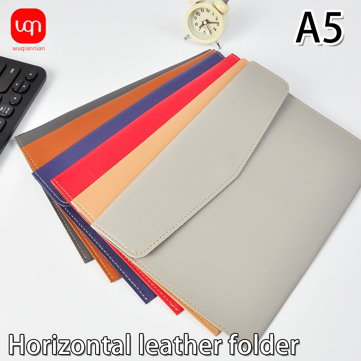 

17.3*25.5cm A5 Leather Business Felt Folder Classic Snap Design Large Capacity Document Bag Office Supplies File Organizer