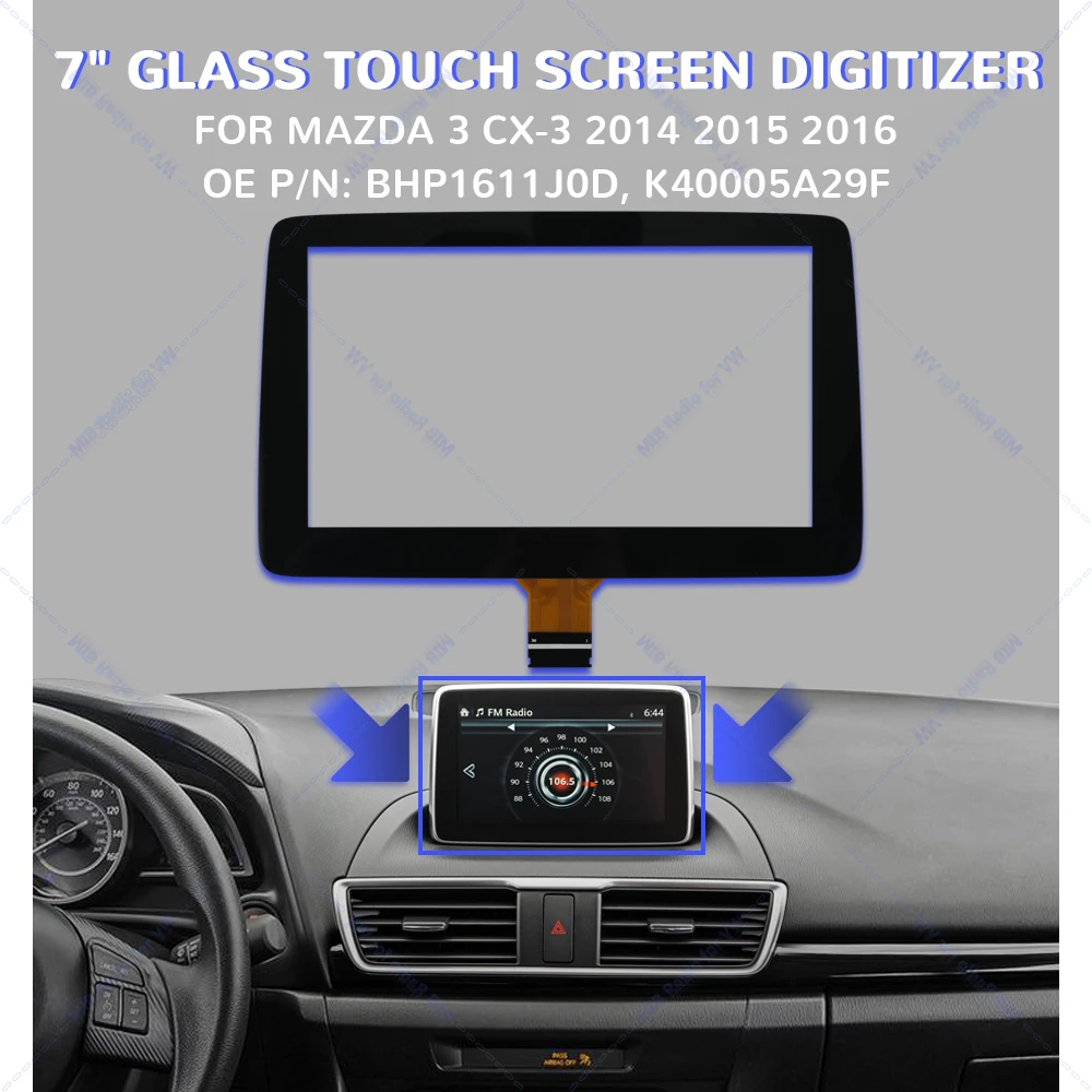 Leitor de rádio do carro DVD com navegação, 7in Touch Screen, Mazda 3 Axela 2014-2016 CX-3 MX-5 Demio, BHP1611JOD K40005A29F