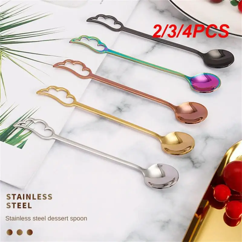 2/3/4PCS Coffee Spoon Multiple Colors Mixing Spoon 304 Stainless Steel Korean Tableware Spoon Easy To Clean Dessert Spoon