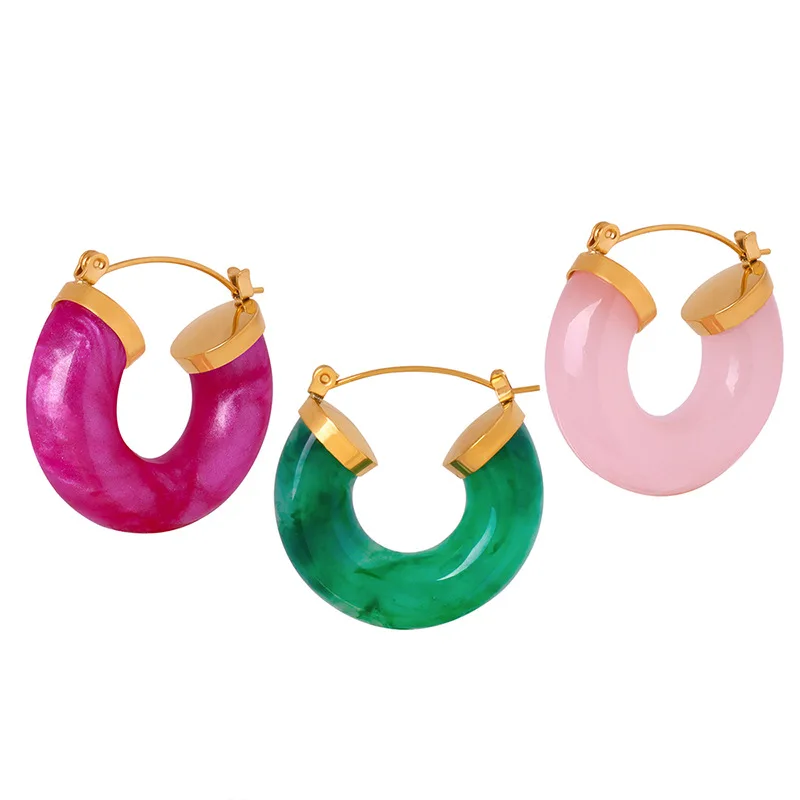 New Colorful Hoop Earrings For Women Original And Funny Earrings Girl Cute Accessories Round Resin Jewelry Girlfriend Gift Sale