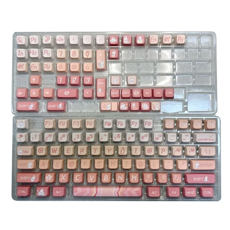 PBT MDA Keycap 126 teclas Sakuras Rabbits Keycap para teclados alfandegários