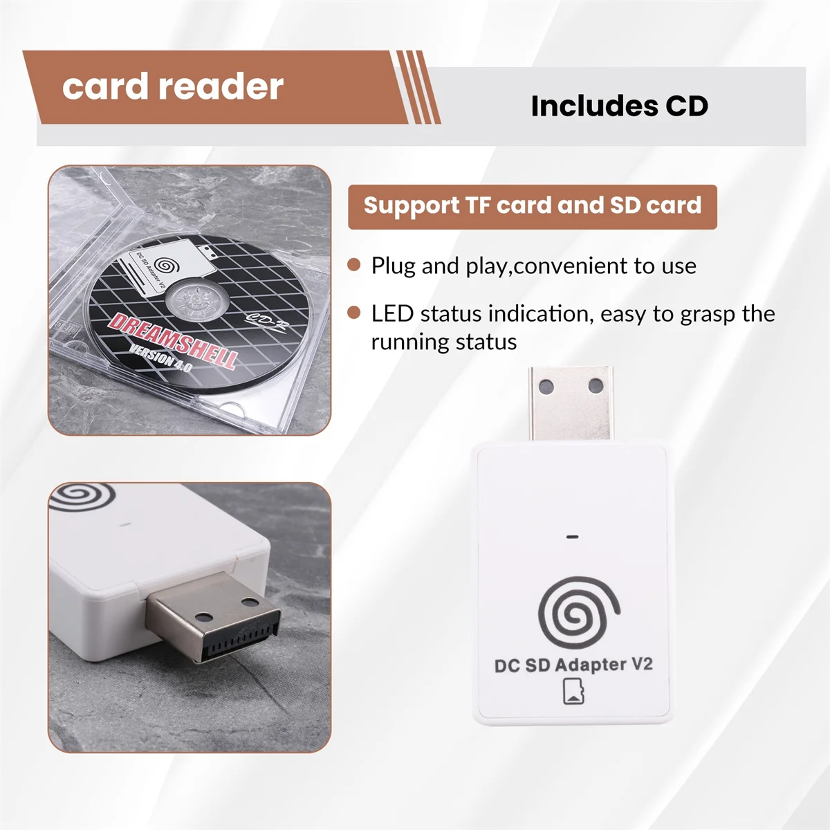 Lettore adattatore scheda SD/TF per Dreamcast e CD con caricatore di avvio DreamShell Leggi giochi per DC Dreamcast
