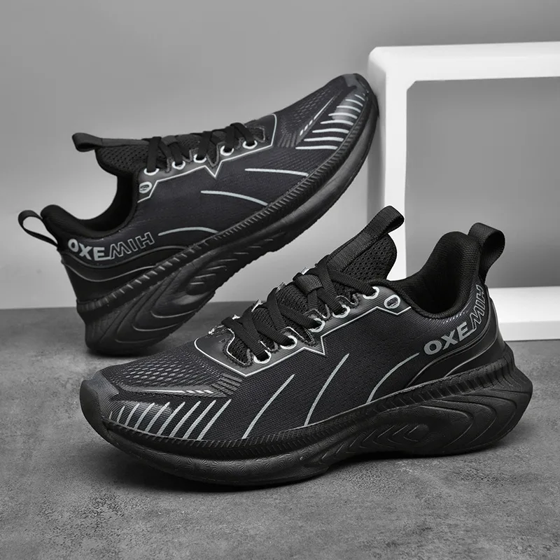 

New Men's Cushion Shock-absorbing Lace Up Running Shoes Anti Slip Comfortable Outdoor Sports Sneakers