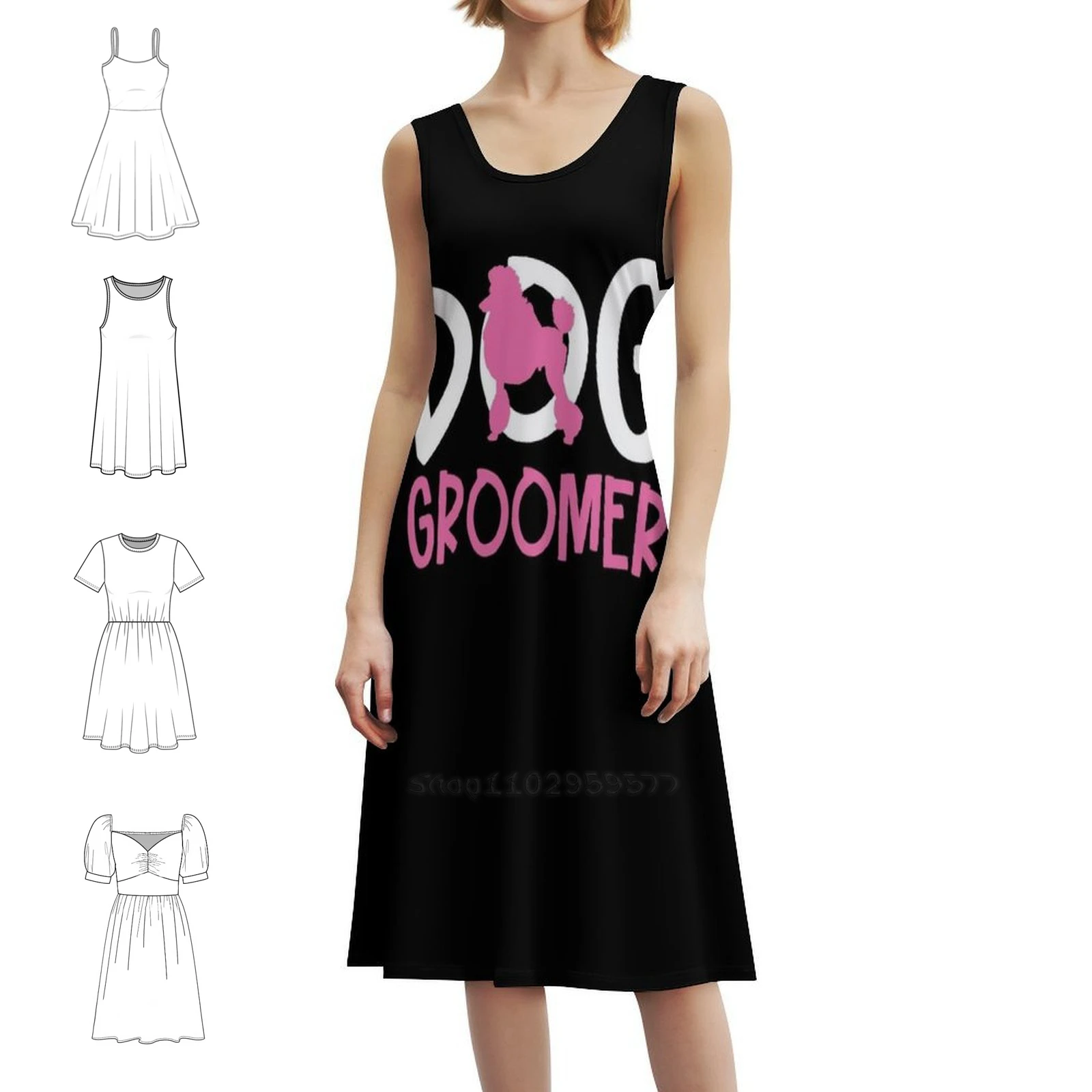 

Poodle Dog Groomer Women's Hip Hop Streetwear Dress Graphic Print Party Club Wear Pet Dog Grooming Animal Dog Hair Woman Clothes