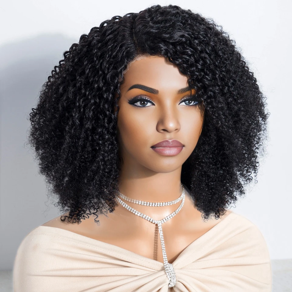 

Short Curly Human Hair Bob Wig Kinky Curly Lace Front Human Hair Wigs Pre Plucked Brazilian Glueless Part Lace Wig Wear To Go