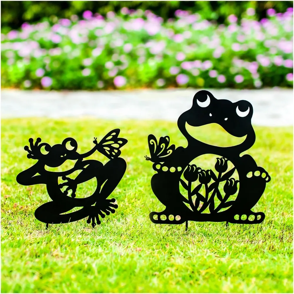 

Frog Metal Decorative Garden Stakes Frog Gifts for Women Men Mom Birthday Gifts Silhouette Statues for Garden Decor, Yard Art, P