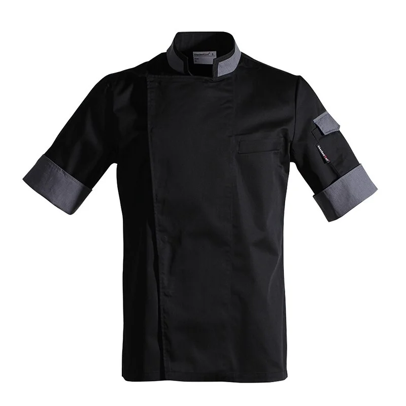 Chaqueta de Chef Unisex, abrigo de cocinero, uniforme de restaurante negro, ropa de pastelería de cocina de Hotel, ropa de camarero