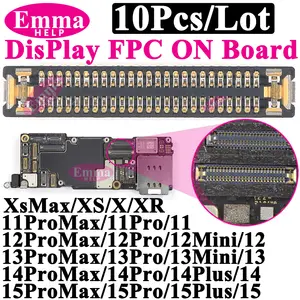 Bilashmart 10 LCD Display FPC Connector On Motherboard Screen Logic Board iPhone 14 13 15 Pro Max Plus 11 12Promax 13Pro XR X XS