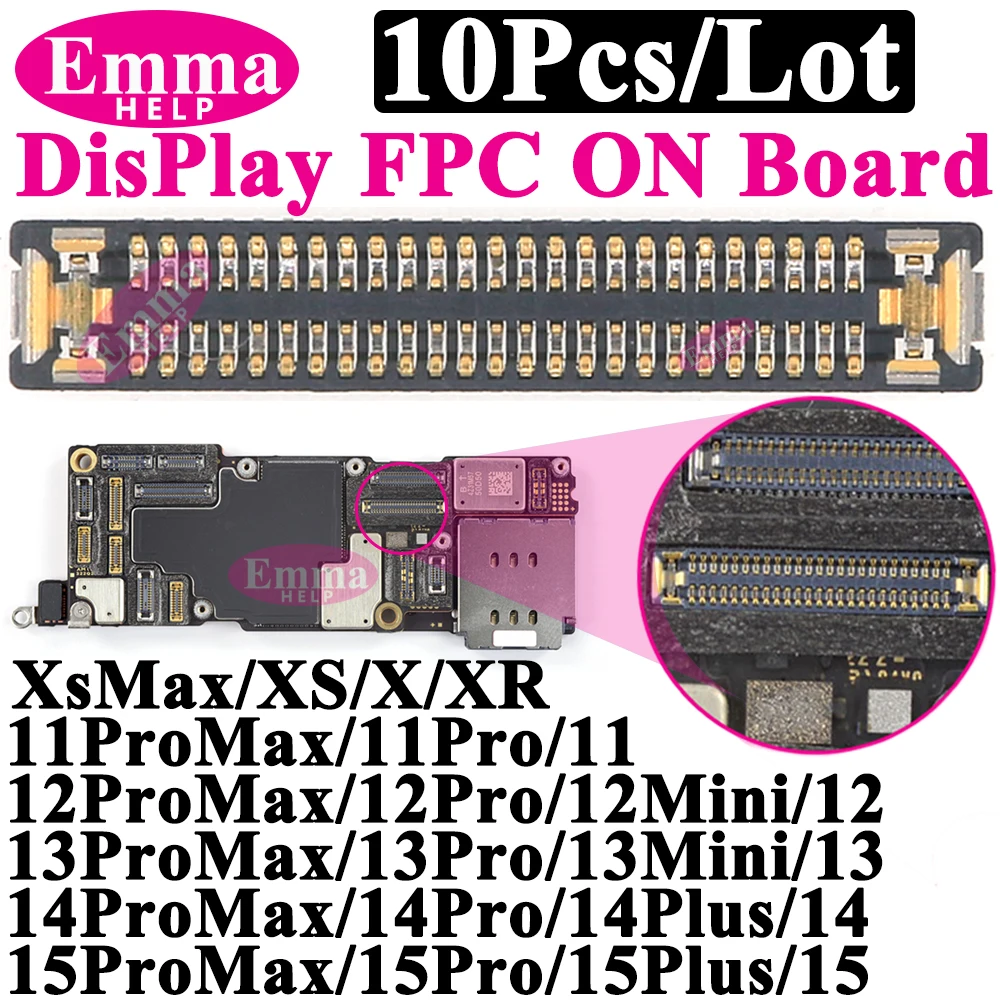 10 sztuk złącze FPC wyświetlacza LCD na płycie głównej ekranu logicznego dla iPhone 14 13 15 Pro Max Plus 11 12Promax 13Pro XR X XS