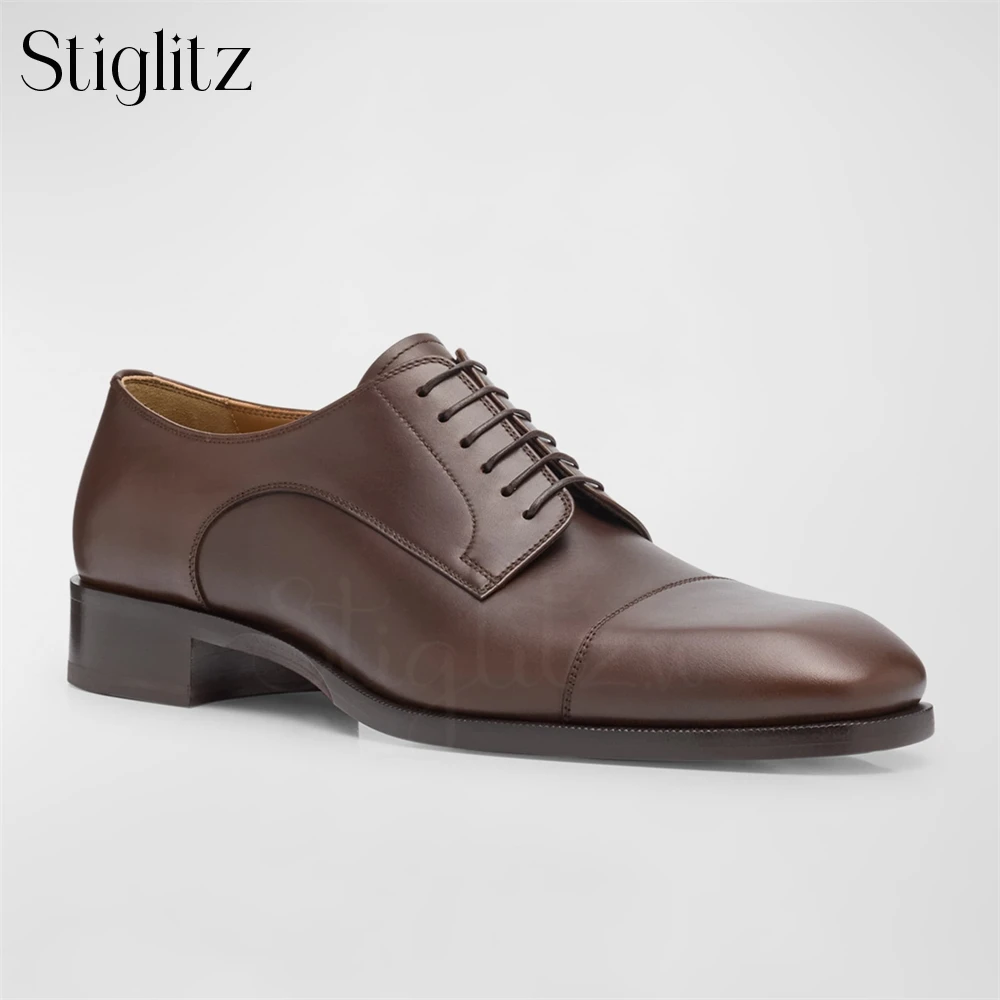 

Calfskin Oxford Shoes Classic Concise Style Lace up Shoes Elegant Men's Dress Shoes for Banquet Almond Toe Wedding Leather Shoes