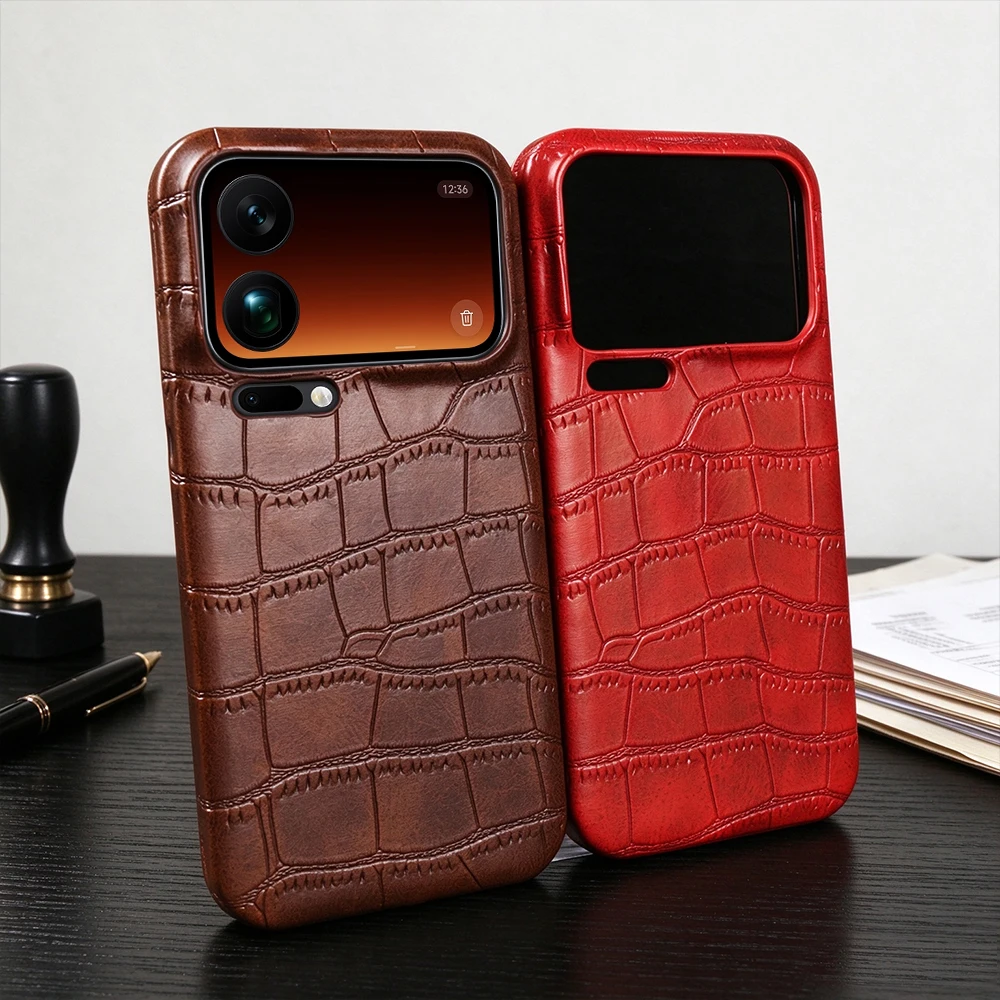 Premium Crocodile Leather Case for Xiaomi 17 Pro Max 15 Ultra 14 15s Pro 15Ultra Phone Case Back Cover Shockproof Coque Funda
