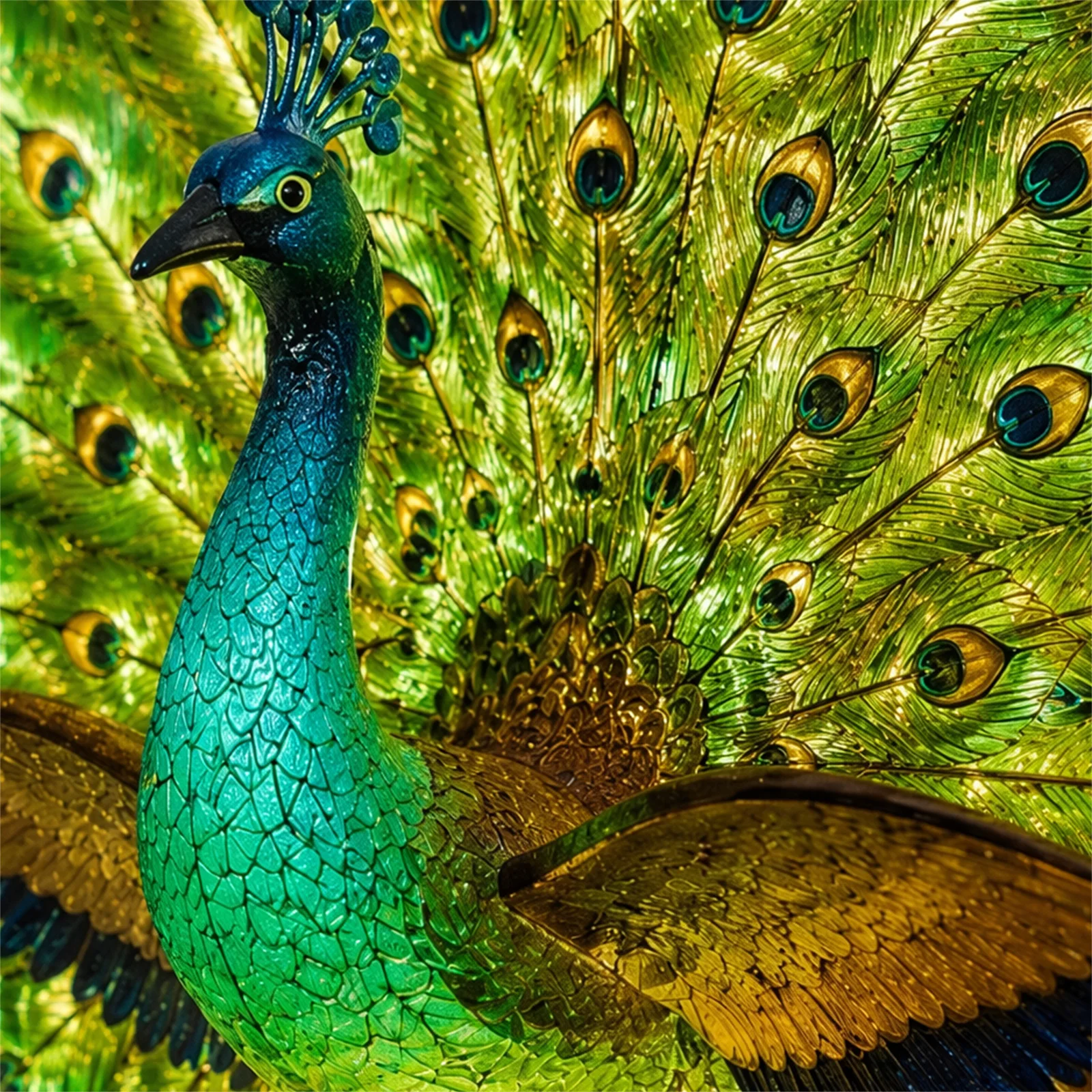 Solar Powered Peacock Figurine Garden Stake Light Outdoor Resin Animal Yard Lawn Decorative Sculpture Pathway Gift